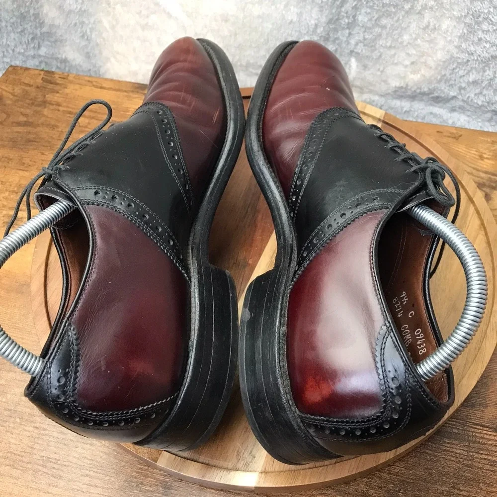Allen Edmonds Polo Saddle Oxford‎ Dress Shoes Mens 9.5C Burgundy/Black *Flaws